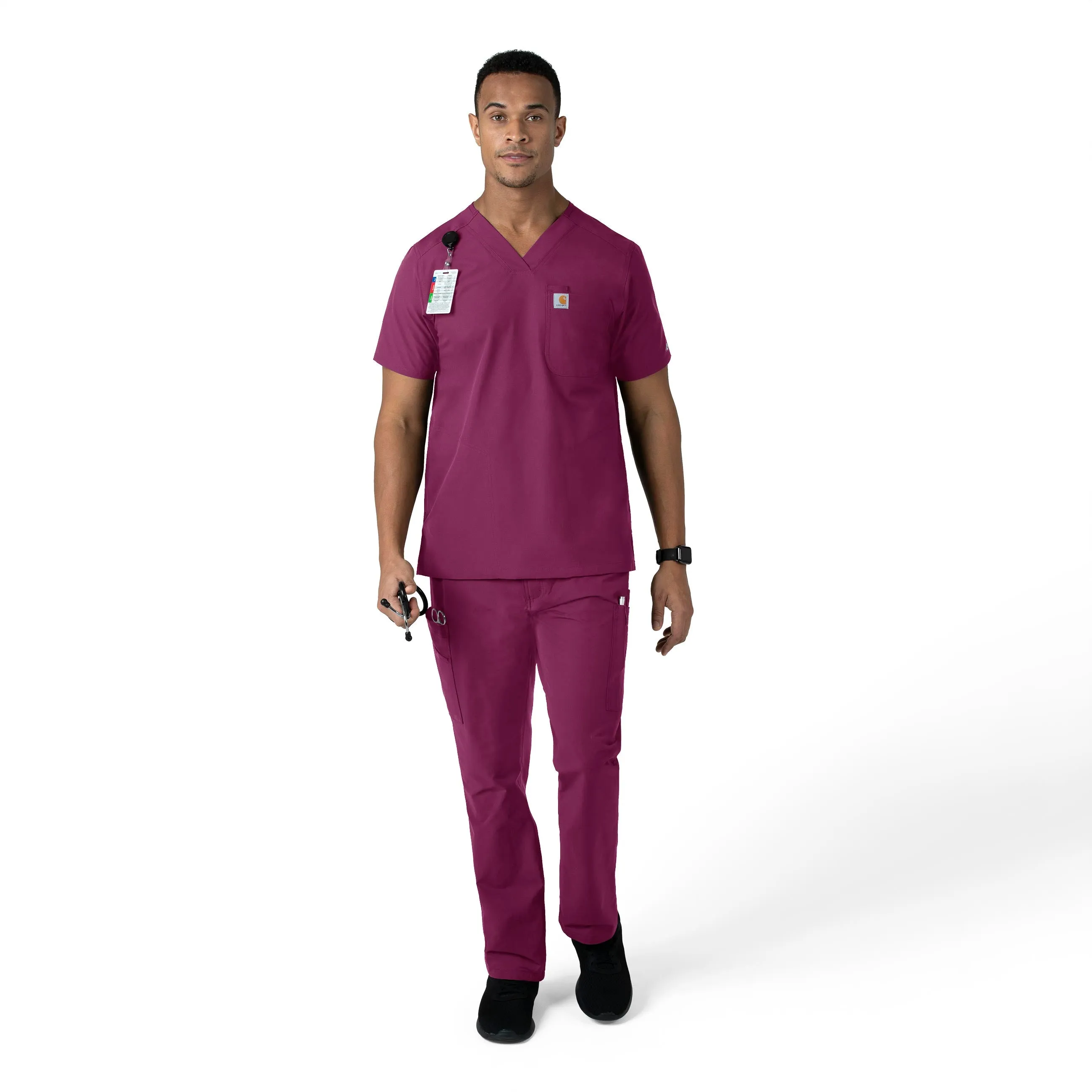 Force Essentials C56113 Men's Straight Leg Cargo Scrub Pants Wine