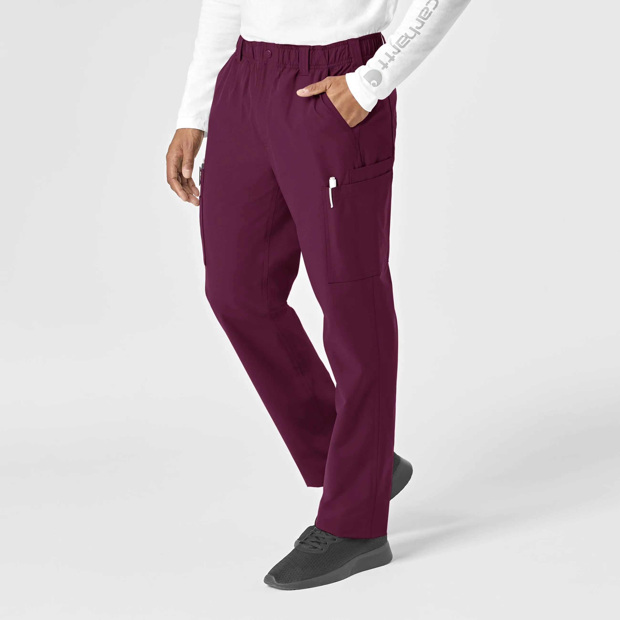 Force Essentials C56113 Men's Straight Leg Cargo Scrub Pants Wine