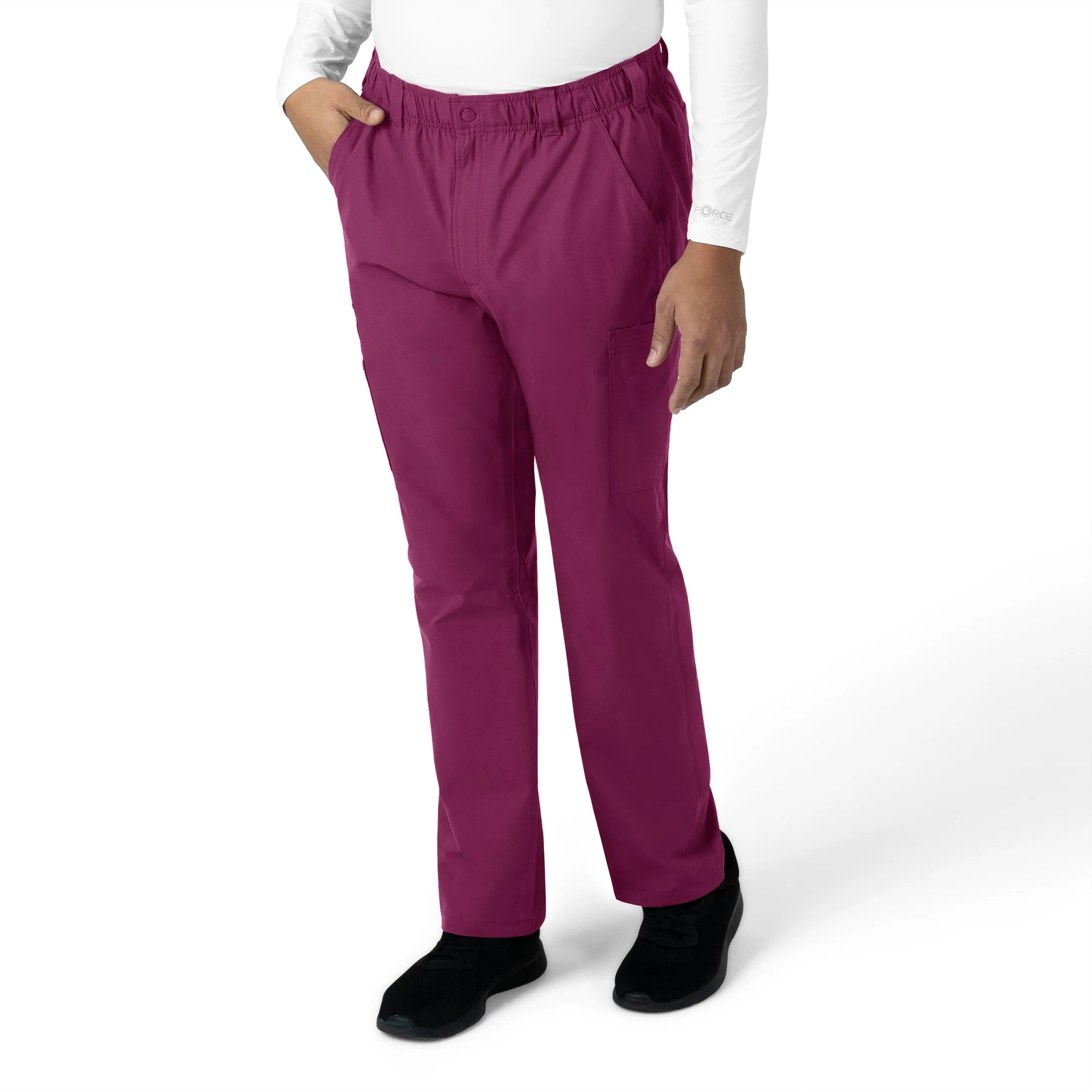 Force Essentials C56113 Men's Straight Leg Cargo Scrub Pants Wine