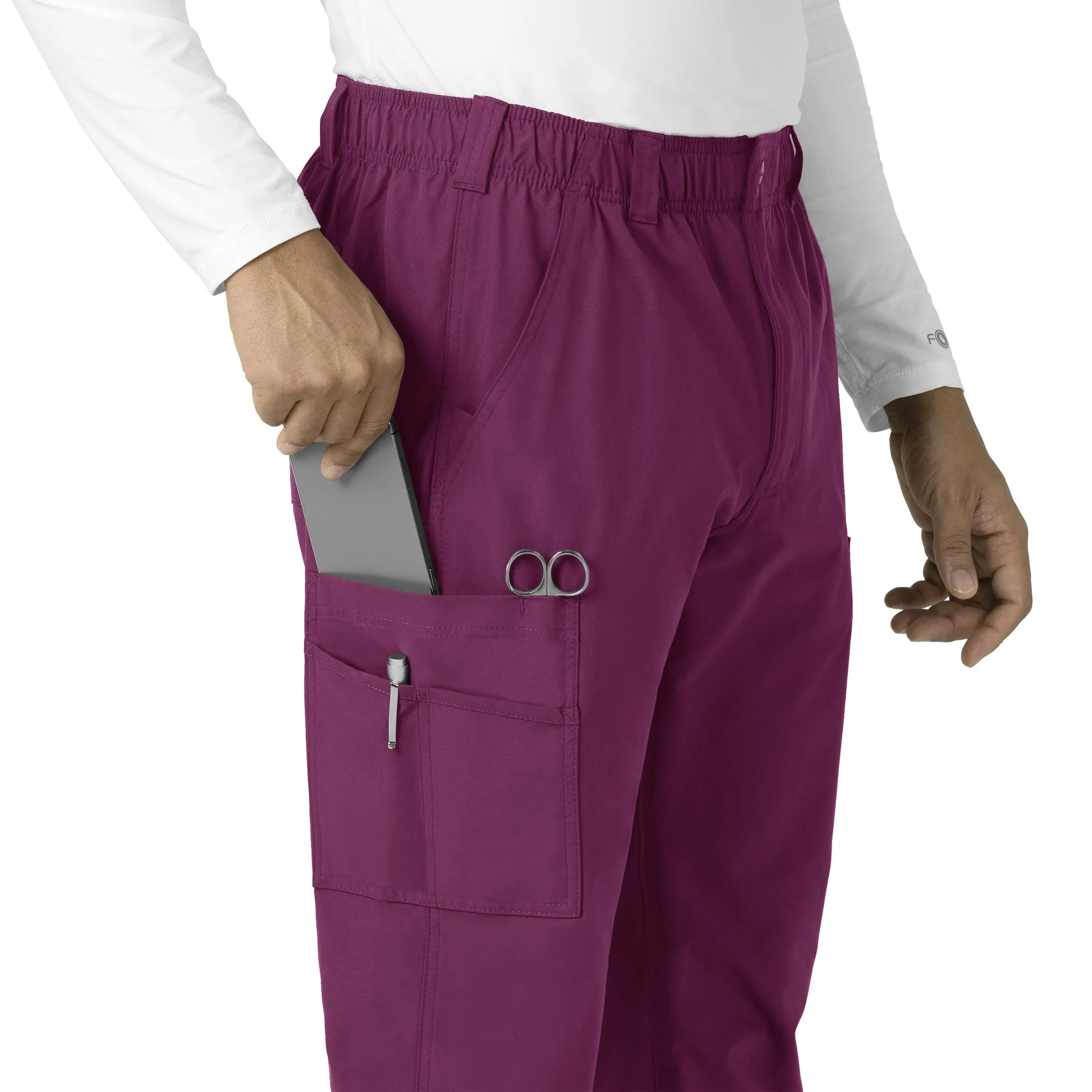Force Essentials C56113 Men's Straight Leg Cargo Scrub Pants Wine