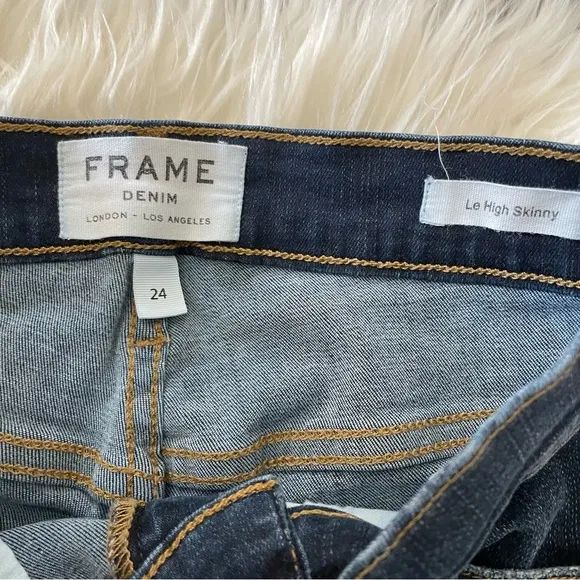 FRAME Le High Skinny Jeans Ripped Knees Distressed Stretch Denim | Size 24