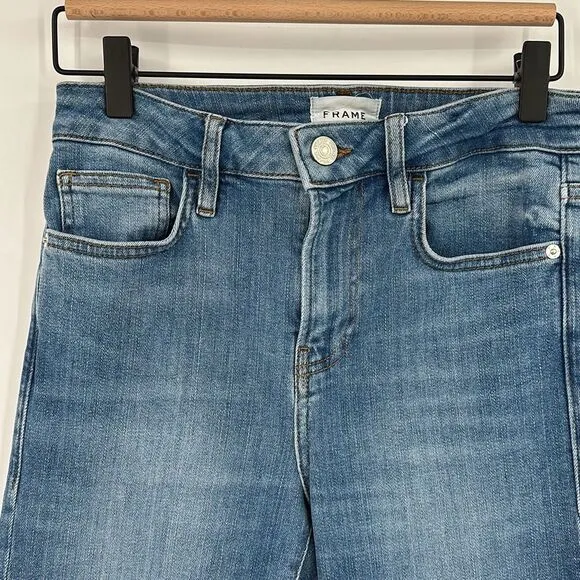 Frame Womens Light Wash Le Crop Mini Mid Rise Bootcut Jeans Size 26