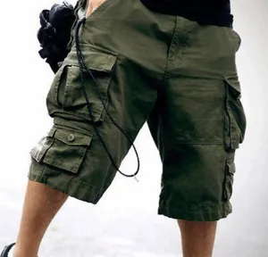 Free Belt High Quality Mens Cargo Shorts Multi-pocket Solid Men Short Pants