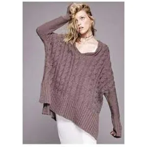 Free People Easy Cable Knit Brown Oversized Sweater Size S