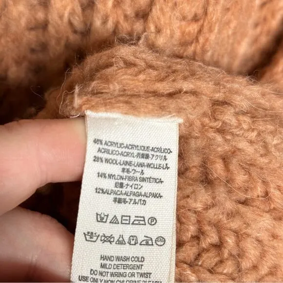 FREE PEOPLE Fluffy Fox Chunky Alpaca Sweater Peachy Papaya