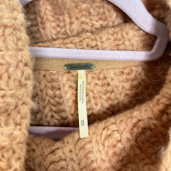 FREE PEOPLE Fluffy Fox Chunky Alpaca Sweater Peachy Papaya