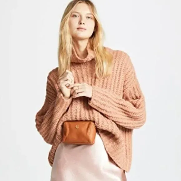 FREE PEOPLE Fluffy Fox Chunky Alpaca Sweater Peachy Papaya