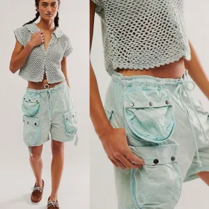 FREE PEOPLE Moon Bay Parachute Cargo Shorts NEW
