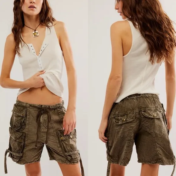 FREE PEOPLE Moon Bay Parachute Cargo Shorts NEW