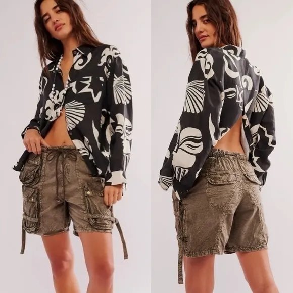 FREE PEOPLE Moon Bay Parachute Cargo Shorts NEW