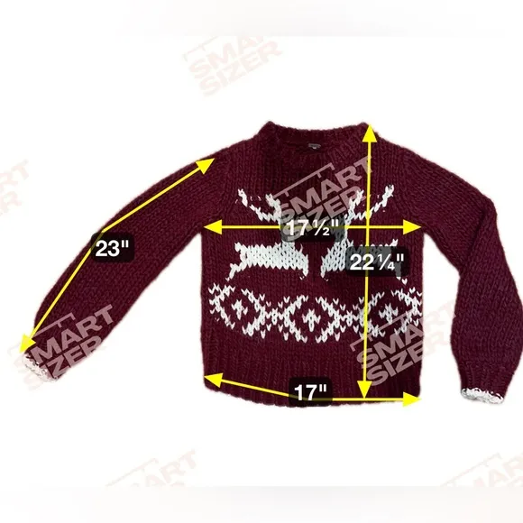 Free People Reindeer Sweater- Red White Size XS to Small