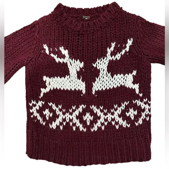 Free People Reindeer Sweater- Red White Size XS to Small