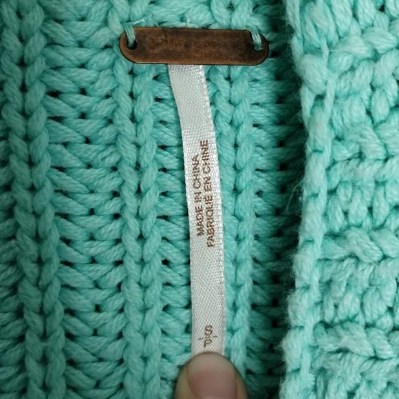 Free People Swim Too Deep Pullover Sweater Aqua Women's Size Small