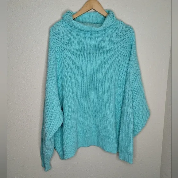 Free People Swim Too Deep Pullover Sweater Aqua Women's Size Small