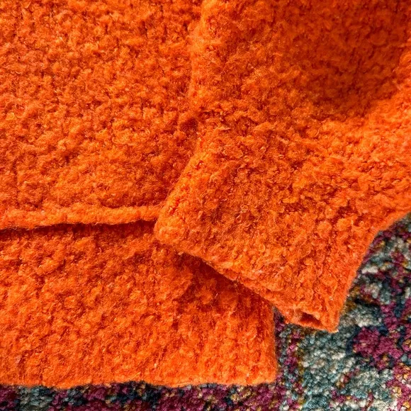 Free People | Women’s bright orange wool blend mock neck chunky sweater, size S