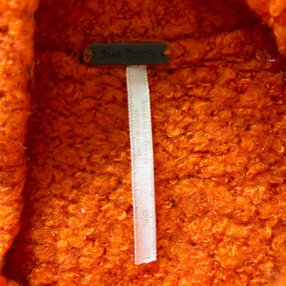 Free People | Women’s bright orange wool blend mock neck chunky sweater, size S