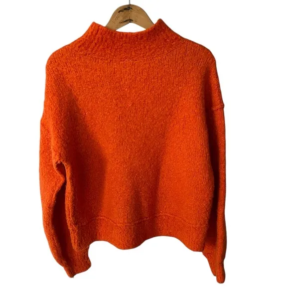 Free People | Women’s bright orange wool blend mock neck chunky sweater, size S