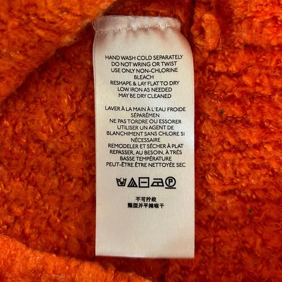 Free People | Women’s bright orange wool blend mock neck chunky sweater, size S