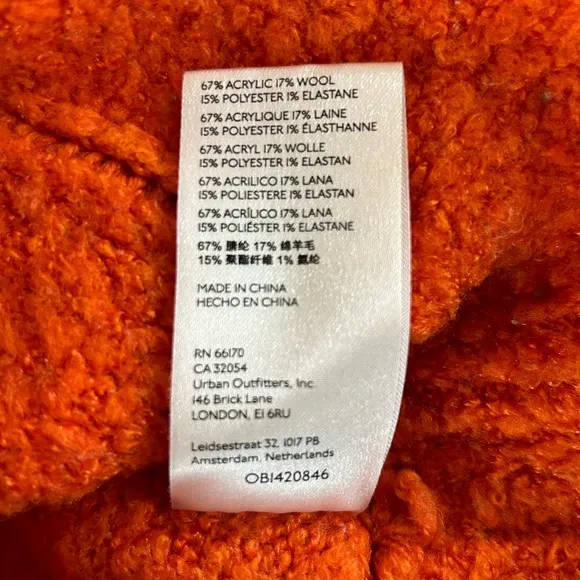 Free People | Women’s bright orange wool blend mock neck chunky sweater, size S