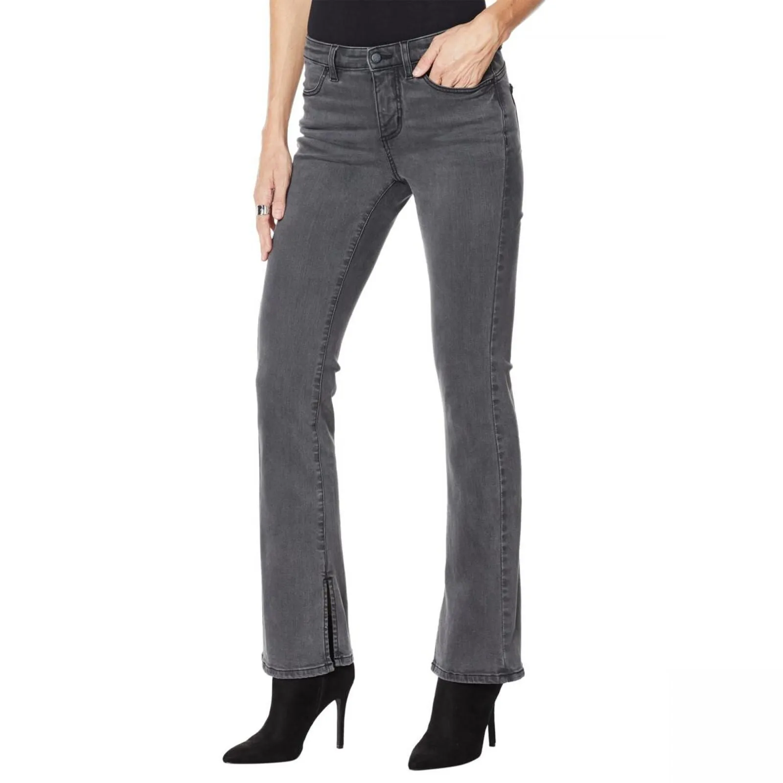 G BY GIULIANA Womens Lycra Inside Slit Boot-Cut Jean Valley Gray Wash 4