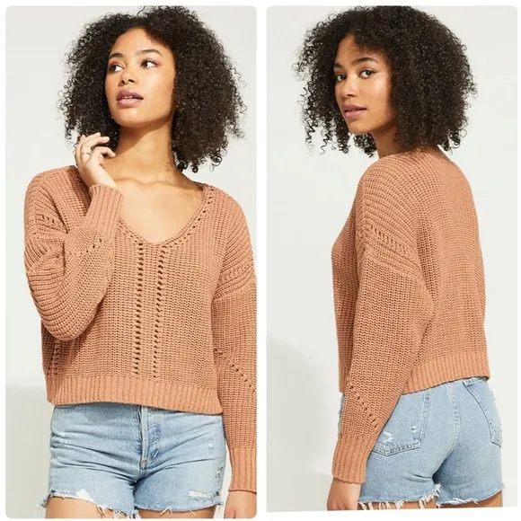 Gentle Fawn Arizona Chunky V-Neck Sweater in Clay Size XL