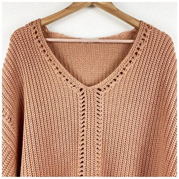 Gentle Fawn Arizona Chunky V-Neck Sweater in Clay Size XL