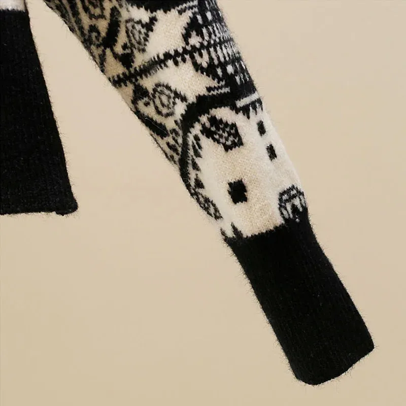 Geometric Knitted Soft Diamonds Beading Vintage Sweater