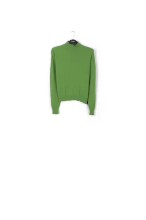 Green merino wool blend turtleneck sweater