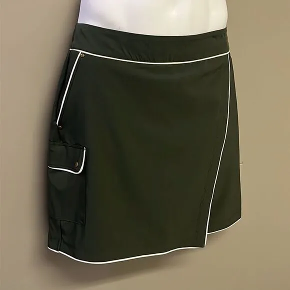 Greg Norman Olive Green Women’s Pull-on Golf Skort with Built-in Shorts- Size 12