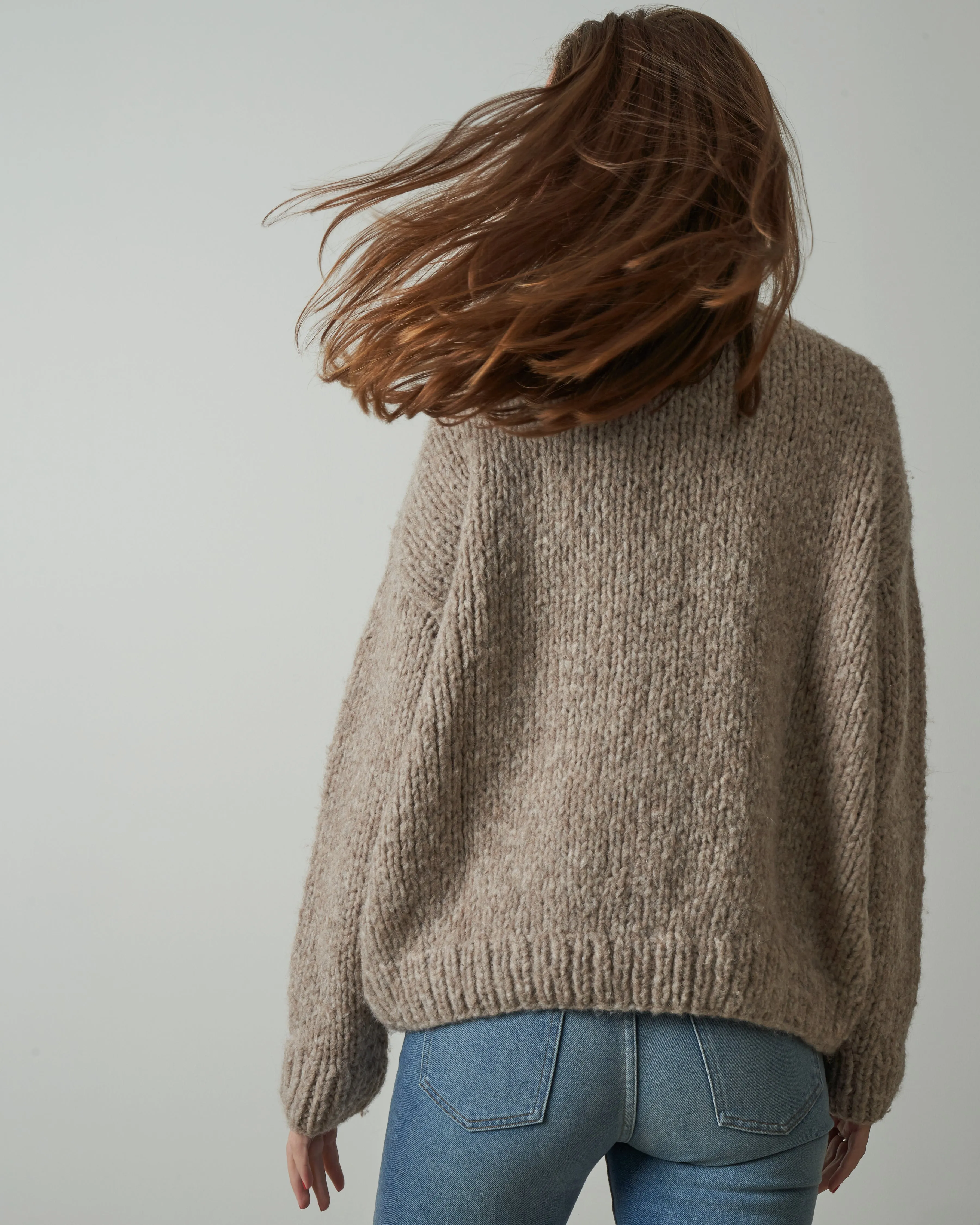 handknit new turtleneck - mouse melange