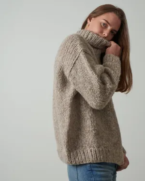 handknit new turtleneck - mouse melange