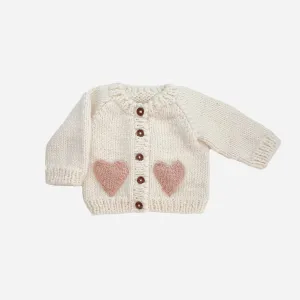 Heart Cardigan, Blush | Baby & Kid Apparel Sweater