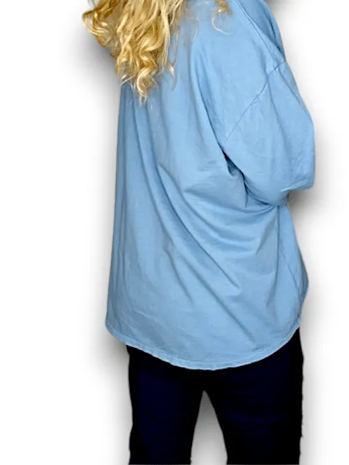 HELGA MAY Italian Cotton Plain Hoodie ~ Petrol Blue
