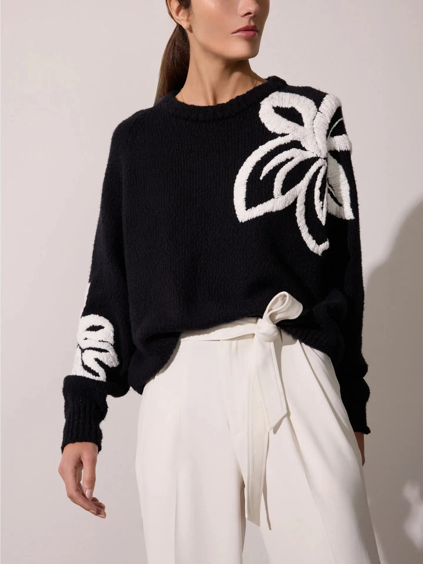 Hibiscus Embroidered Sweater