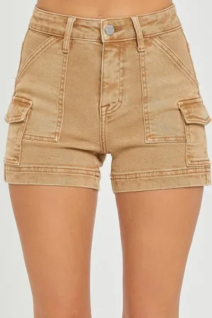 HIGH RISE SIDE CARGO POCKET SHORTS