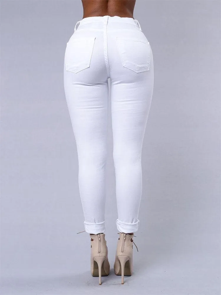 Hot ripped jeans for women sexy skinny pencil pants
