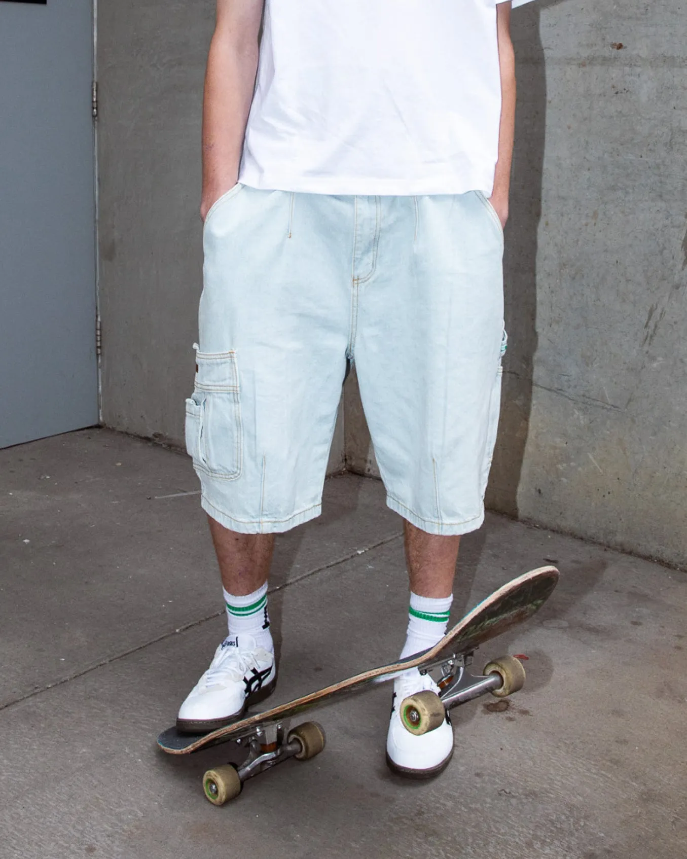 Ichpig Denim Utility Shorts Light Washed