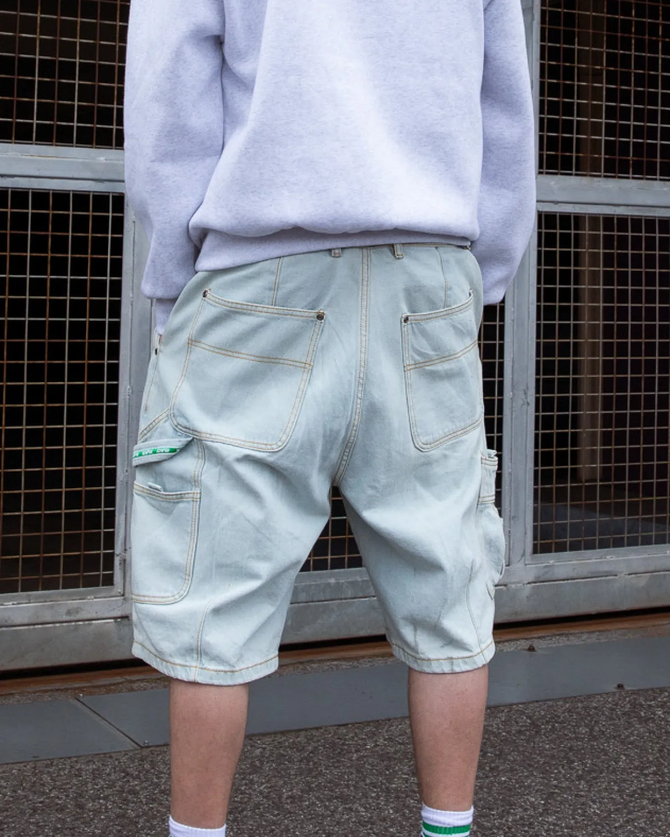 Ichpig Denim Utility Shorts Light Washed