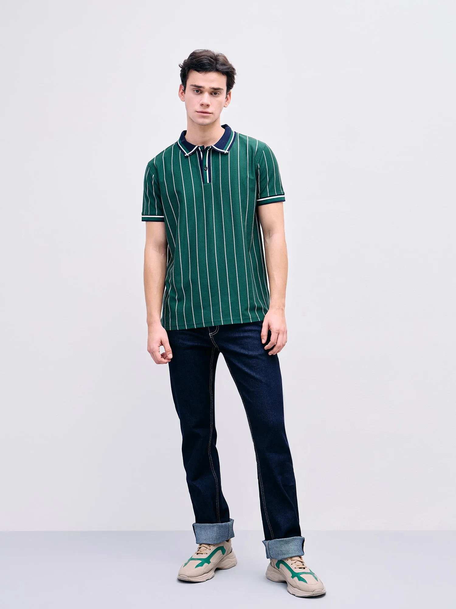 Iconic Men Blue Boot Cut Solid Jeans