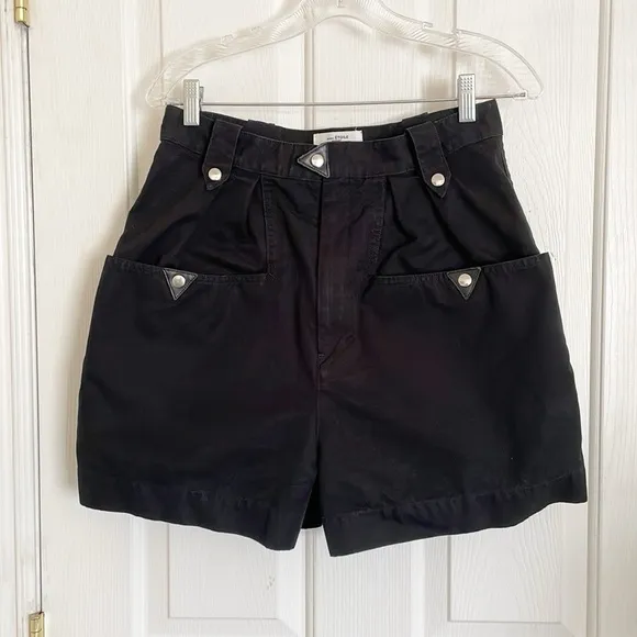 Isabel Marant Etoile Palino Black Cotton High-rise Cargo Shorts size 38 US 6
