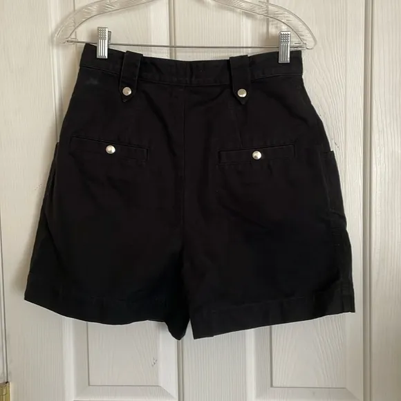Isabel Marant Etoile Palino Black Cotton High-rise Cargo Shorts size 38 US 6