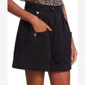 Isabel Marant Etoile Palino Black Cotton High-rise Cargo Shorts size 38 US 6