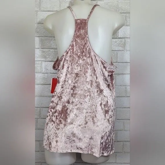 JOSIE by Natori Crushed Velvet Tank Pajama Set Women's Size Large 2 Pc Set Pink