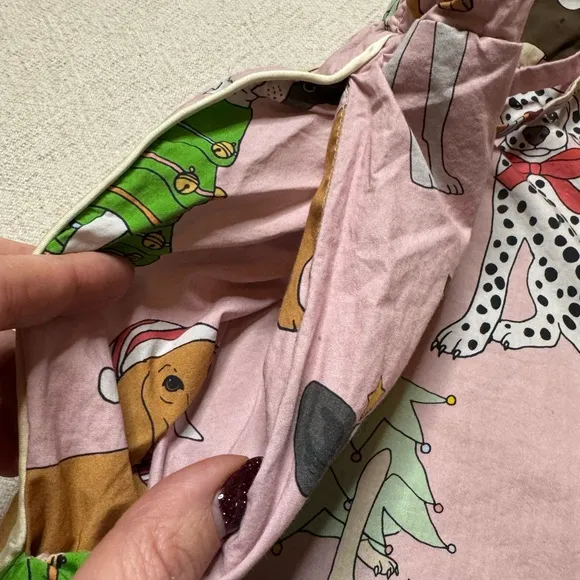 Karen Mabon Christmas Dog Print Pink Pajama Wide Leg Pants XL