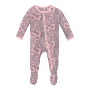 KicKee Pants Footie with Zipper - Sweet Pea Poppies