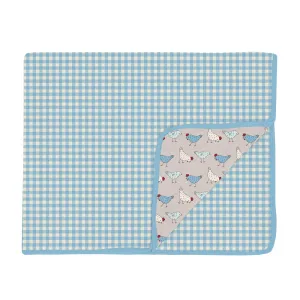 Kickee Pants Toddler Blanket- Seaside Blue Gingham/Latte Chicken