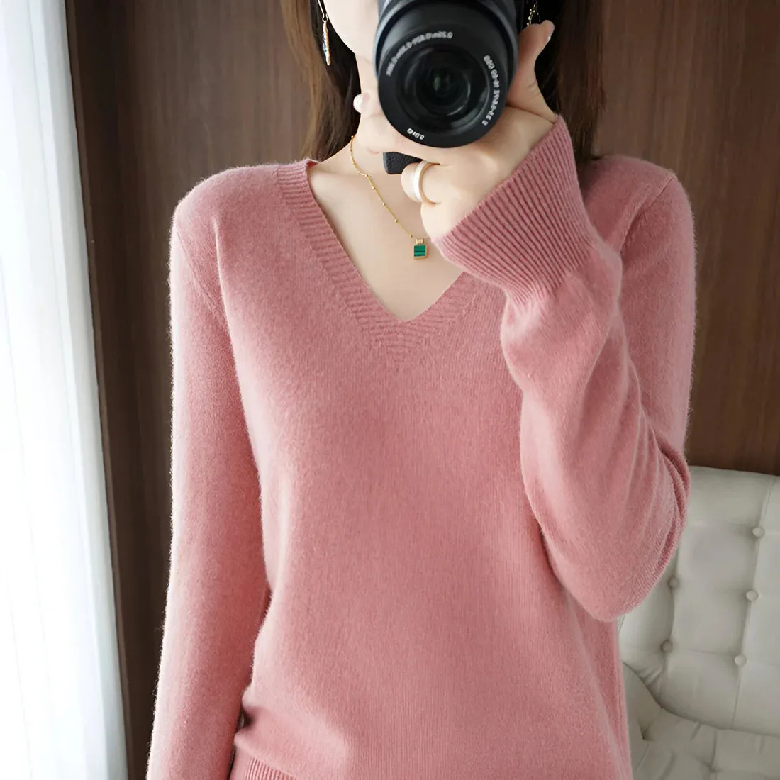 Knit Aura™ | Women's Comfortable V-Neck Knitted Sweater | Soft Fabric, Relaxed Fit & Stylish Design