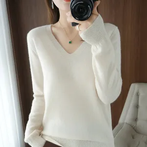 Knit Aura™ | Women's Comfortable V-Neck Knitted Sweater | Soft Fabric, Relaxed Fit & Stylish Design