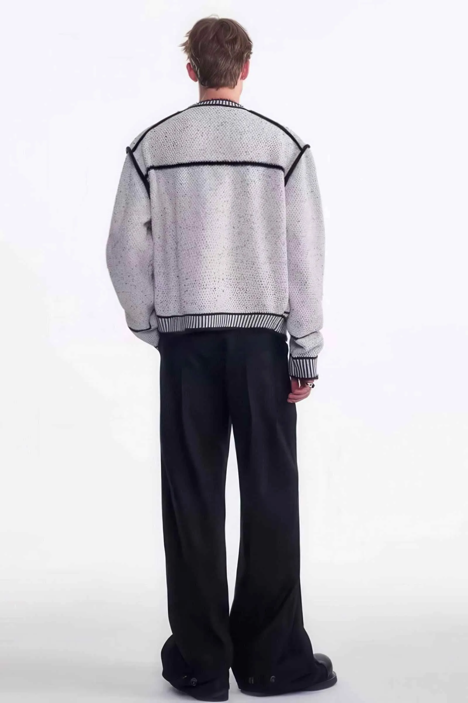 Knitted Sweater Jacket with Mark Pen Design