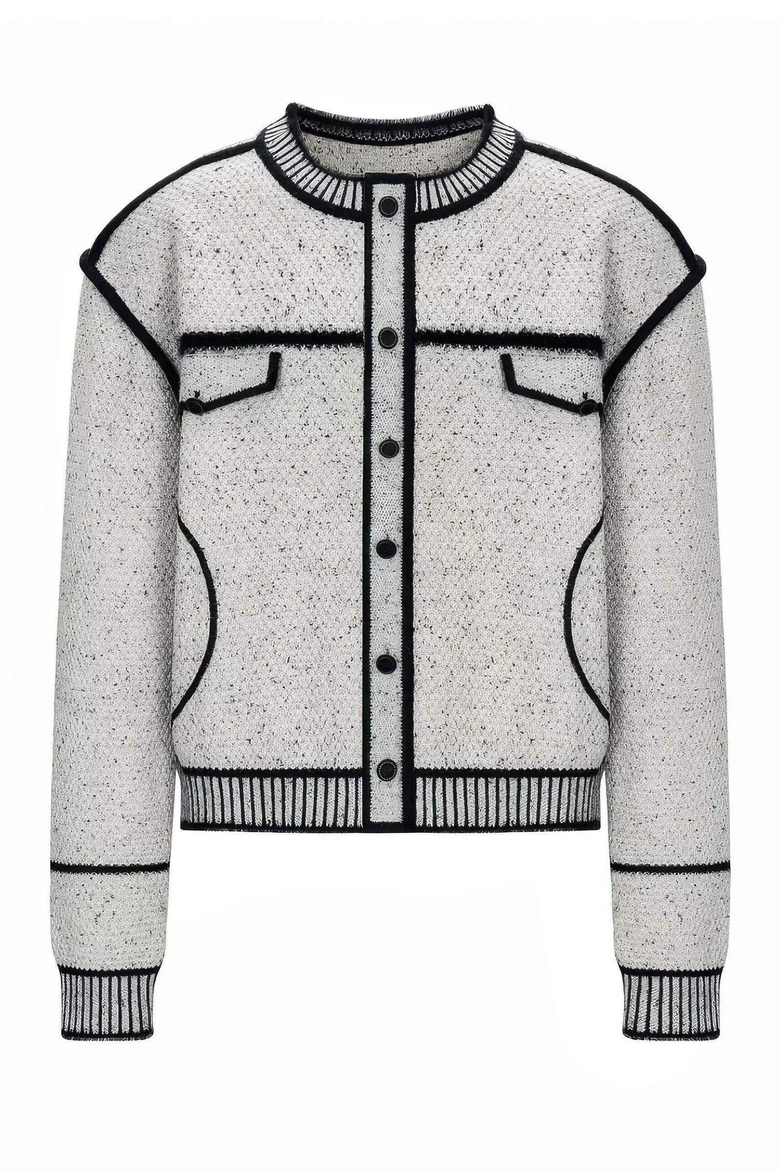 Knitted Sweater Jacket with Mark Pen Design